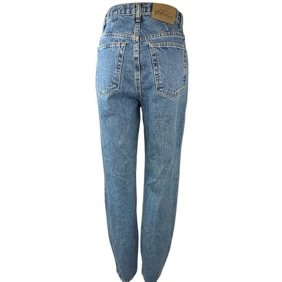Express Bleu Blue Medium Wash Classic High Rise Straight Denim Jeans Size 7/8R - Picture 3 of 4